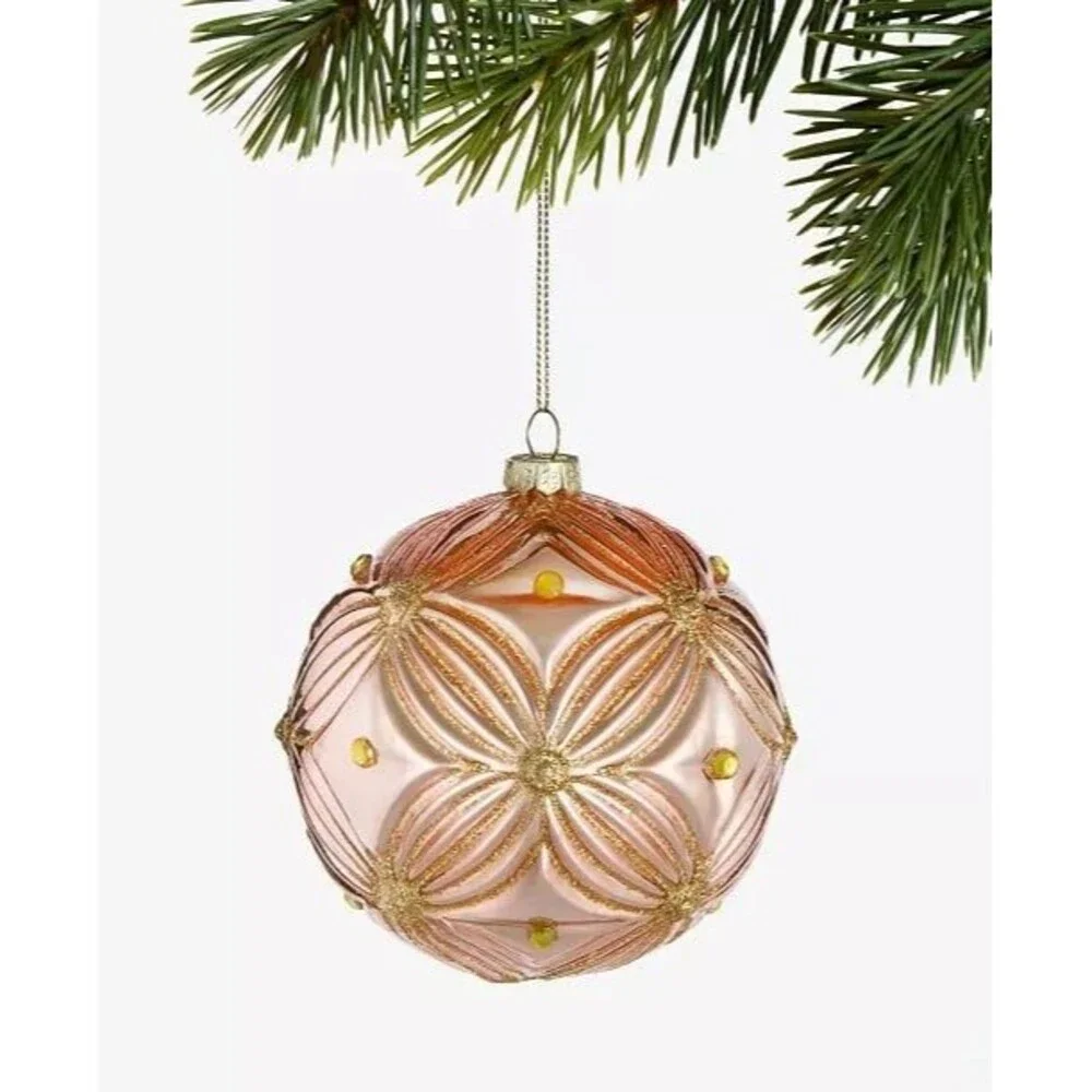 Macy’s Holiday Lane Glitter Texture Glass Ball Ornament